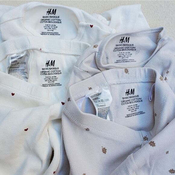 H&M 2 sets of long sleeve bodysuits and pants size 9 months - Picture 9 of 12